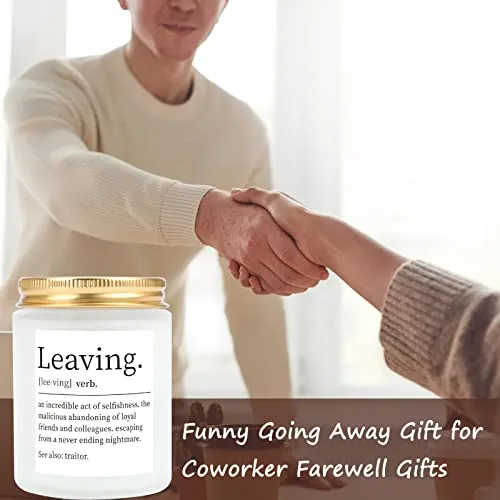 Funny Going Away Gift for Coworker Farewell Gifts for Coworker, Leaving Definition Candle for Him or Her, Naughty New Job Gifts for Women, Lavender Scented Candles (5.5Oz)