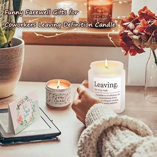 Funny Going Away Gift for Coworker Farewell Gifts for Coworker, Leaving Definition Candle for Him or Her, Naughty New Job Gifts for Women, Lavender Scented Candles (5.5Oz)