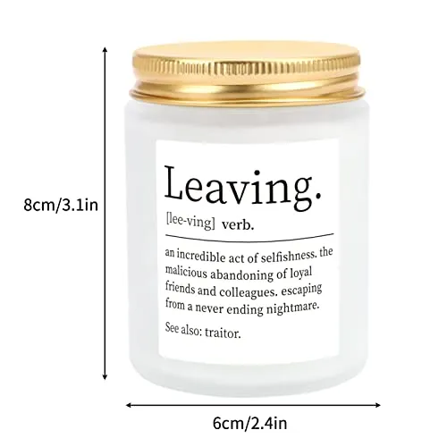 Funny Going Away Gift for Coworker Farewell Gifts for Coworker, Leaving Definition Candle for Him or Her, Naughty New Job Gifts for Women, Lavender Scented Candles (5.5Oz)