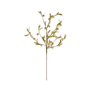 Gala Leaf with Bells Mistletoe Spray Gold 63cm