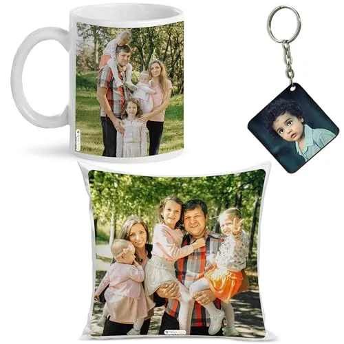 Gift for Parents Wedding Anniversary Pillow, Mug, Keychain Combo, Customized Gift, for Couple Special, Birthday Gift for Girls, Gift for Men, Wedding Gift for Couples, Gift for Boys, ATCMK-20