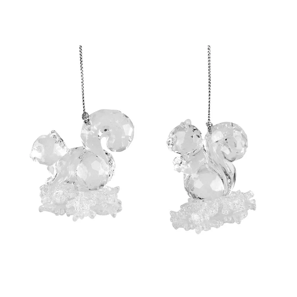 Gisela Graham 5.5cm Acrylic Squirrels on Snowflake (Choice of 2)