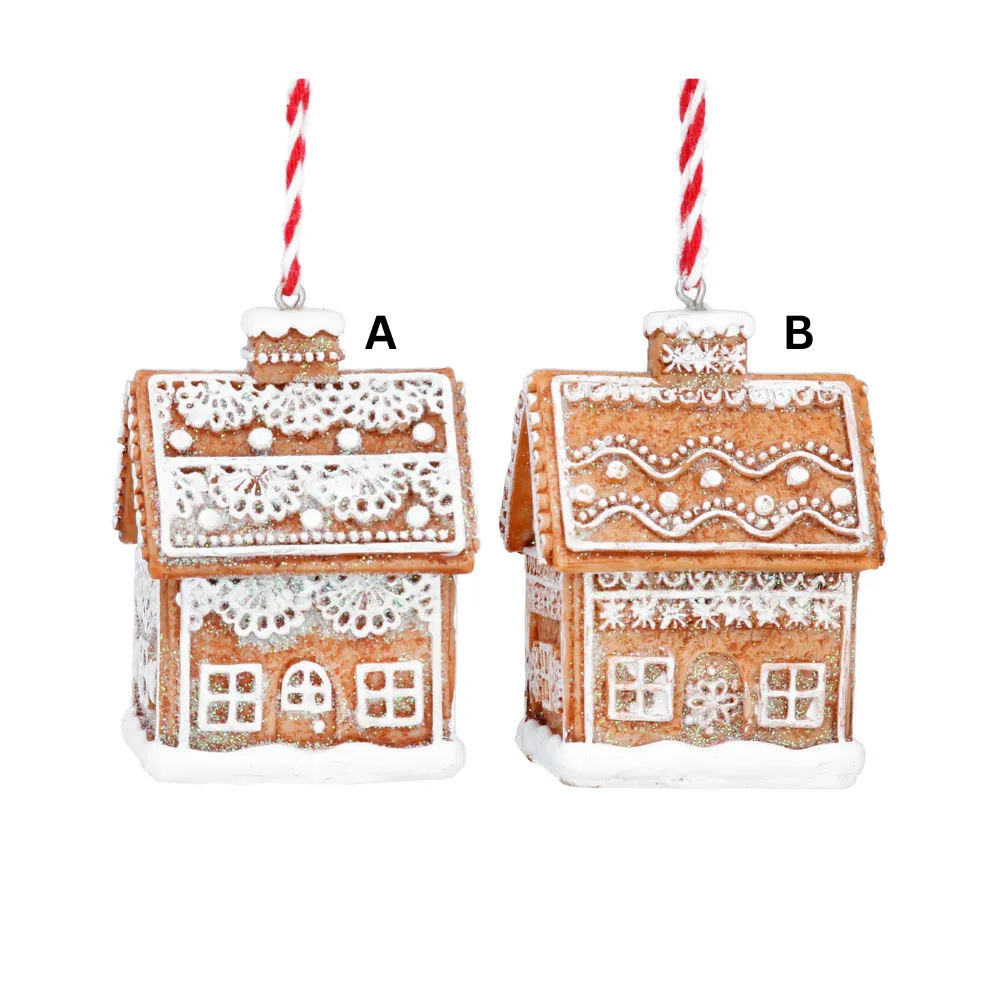 Gisela Graham Resin 6cm Gingerbread Lace House (Choice of 2)