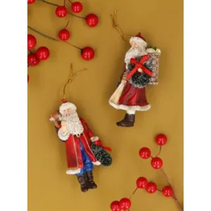 Gisela Graham Resin Santa Hanging Decoration (Choice of 2)