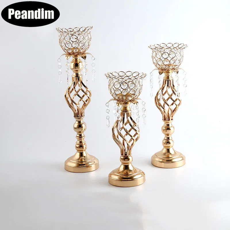 Gold Crystal Candle Holder As Home Decorative Wedding And Romantic Table Centerpieces