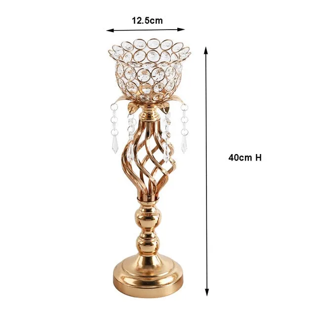 Gold Crystal Candle Holder As Home Decorative Wedding And Romantic Table Centerpieces