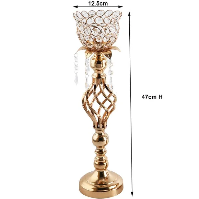 Gold Crystal Candle Holder As Home Decorative Wedding And Romantic Table Centerpieces