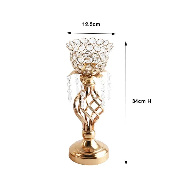 Gold Crystal Candle Holder As Home Decorative Wedding And Romantic Table Centerpieces