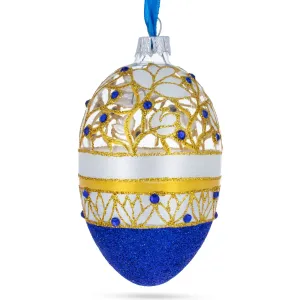 Golden Wines Jeweled Egg Glass Ornament 4 Inches