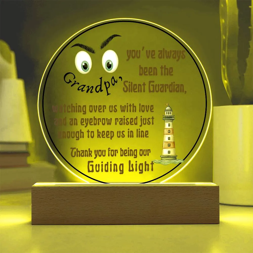 Grandparent day Gift for Gramps | Thoughtful Cute present for Grandpa who has everything | LED Acrylic Plaque | Raised Eyebrows