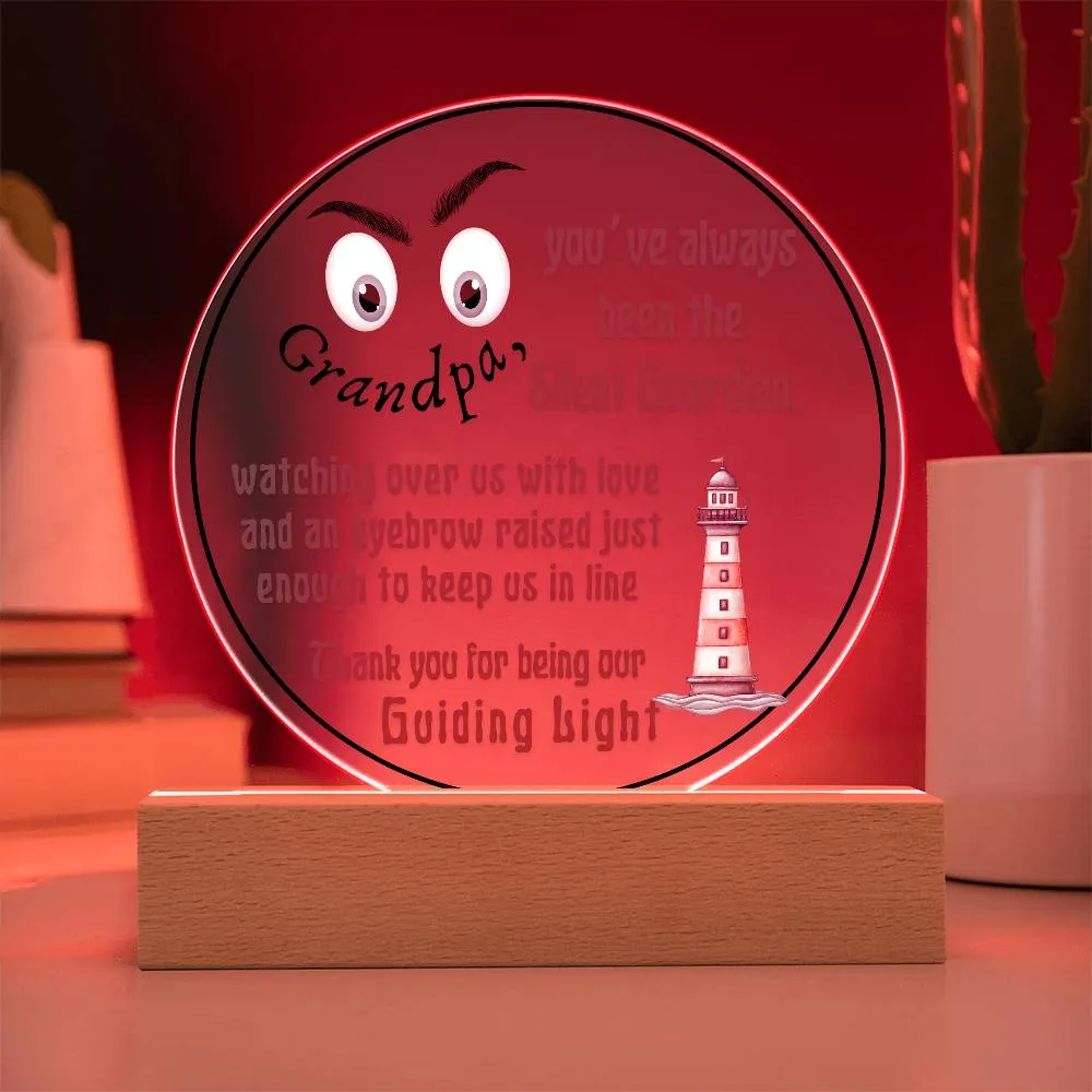 Grandparent day Gift for Gramps | Thoughtful Cute present for Grandpa who has everything | LED Acrylic Plaque | Raised Eyebrows