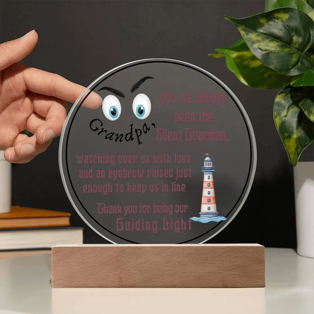 Grandparent day Gift for Gramps | Thoughtful Cute present for Grandpa who has everything | LED Acrylic Plaque | Raised Eyebrows