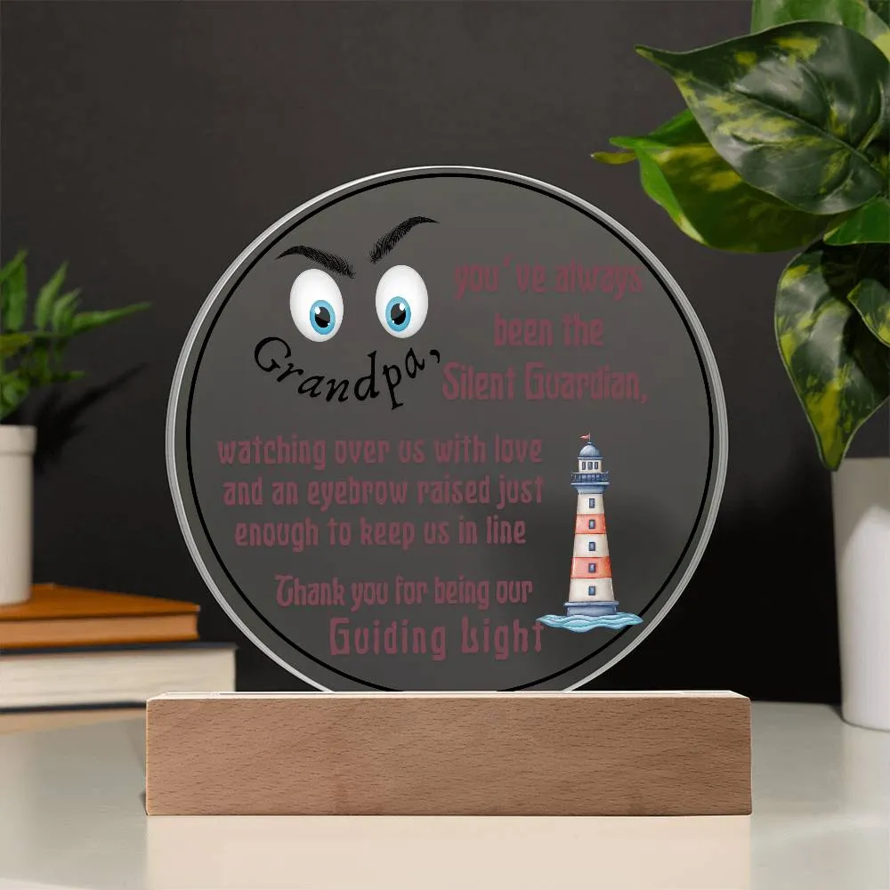 Grandparent day Gift for Gramps | Thoughtful Cute present for Grandpa who has everything | LED Acrylic Plaque | Raised Eyebrows