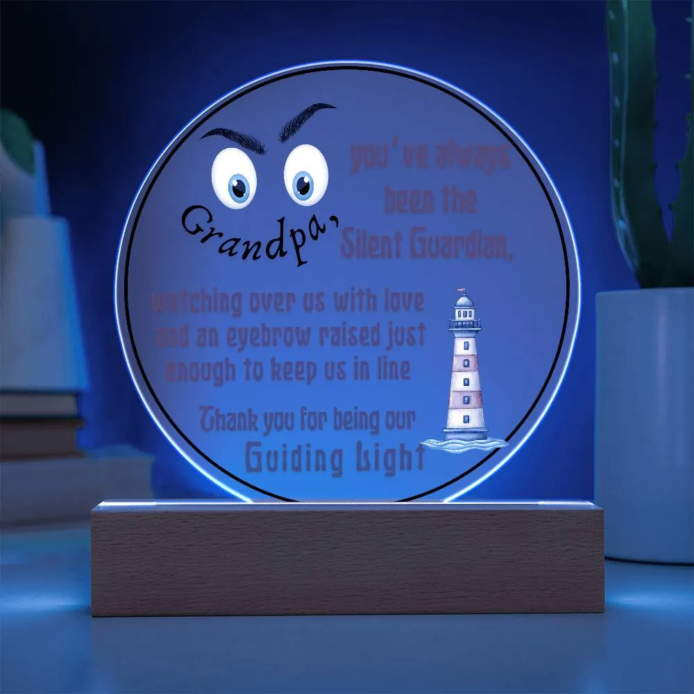 Grandparent day Gift for Gramps | Thoughtful Cute present for Grandpa who has everything | LED Acrylic Plaque | Raised Eyebrows