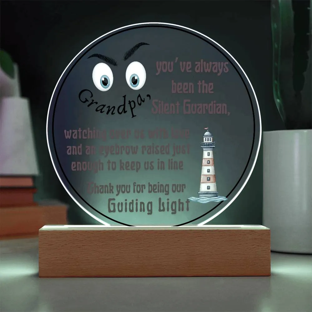 Grandparent day Gift for Gramps | Thoughtful Cute present for Grandpa who has everything | LED Acrylic Plaque | Raised Eyebrows