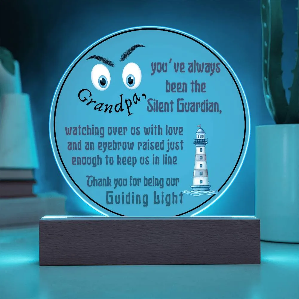 Grandparent day Gift for Gramps | Thoughtful Cute present for Grandpa who has everything | LED Acrylic Plaque | Raised Eyebrows