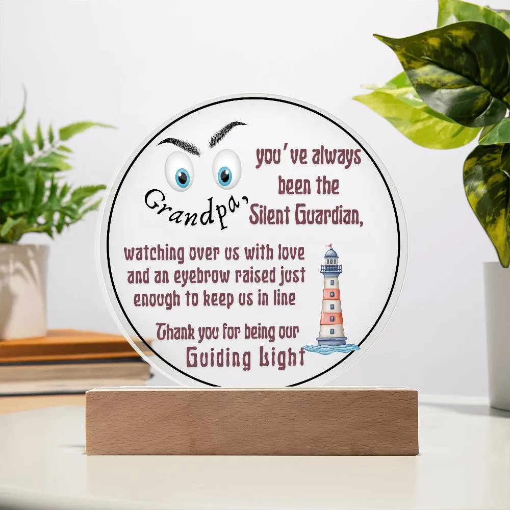 Grandparent day Gift for Gramps | Thoughtful Cute present for Grandpa who has everything | LED Acrylic Plaque | Raised Eyebrows