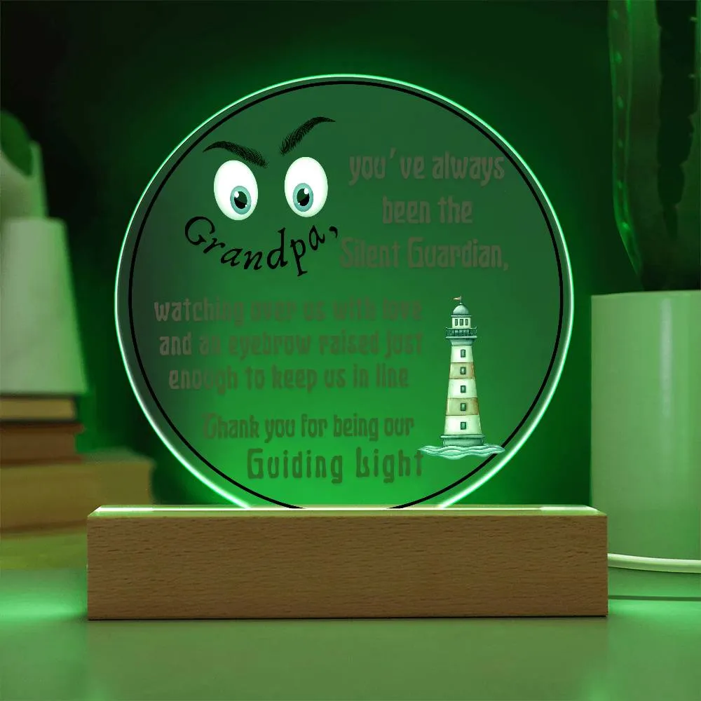 Grandparent day Gift for Gramps | Thoughtful Cute present for Grandpa who has everything | LED Acrylic Plaque | Raised Eyebrows