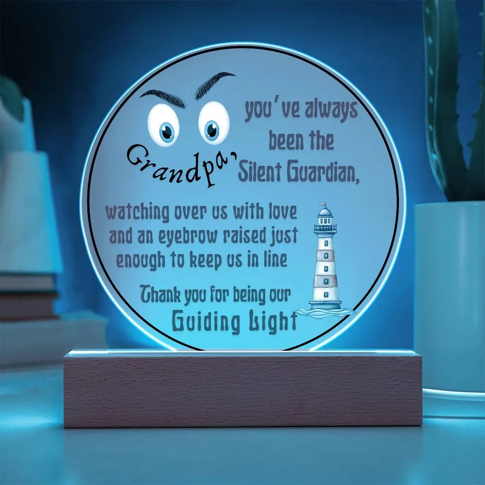 Grandparent day Gift for Gramps | Thoughtful Cute present for Grandpa who has everything | LED Acrylic Plaque | Raised Eyebrows