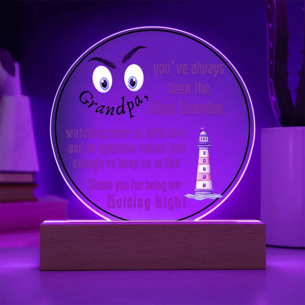 Grandparent day Gift for Gramps | Thoughtful Cute present for Grandpa who has everything | LED Acrylic Plaque | Raised Eyebrows