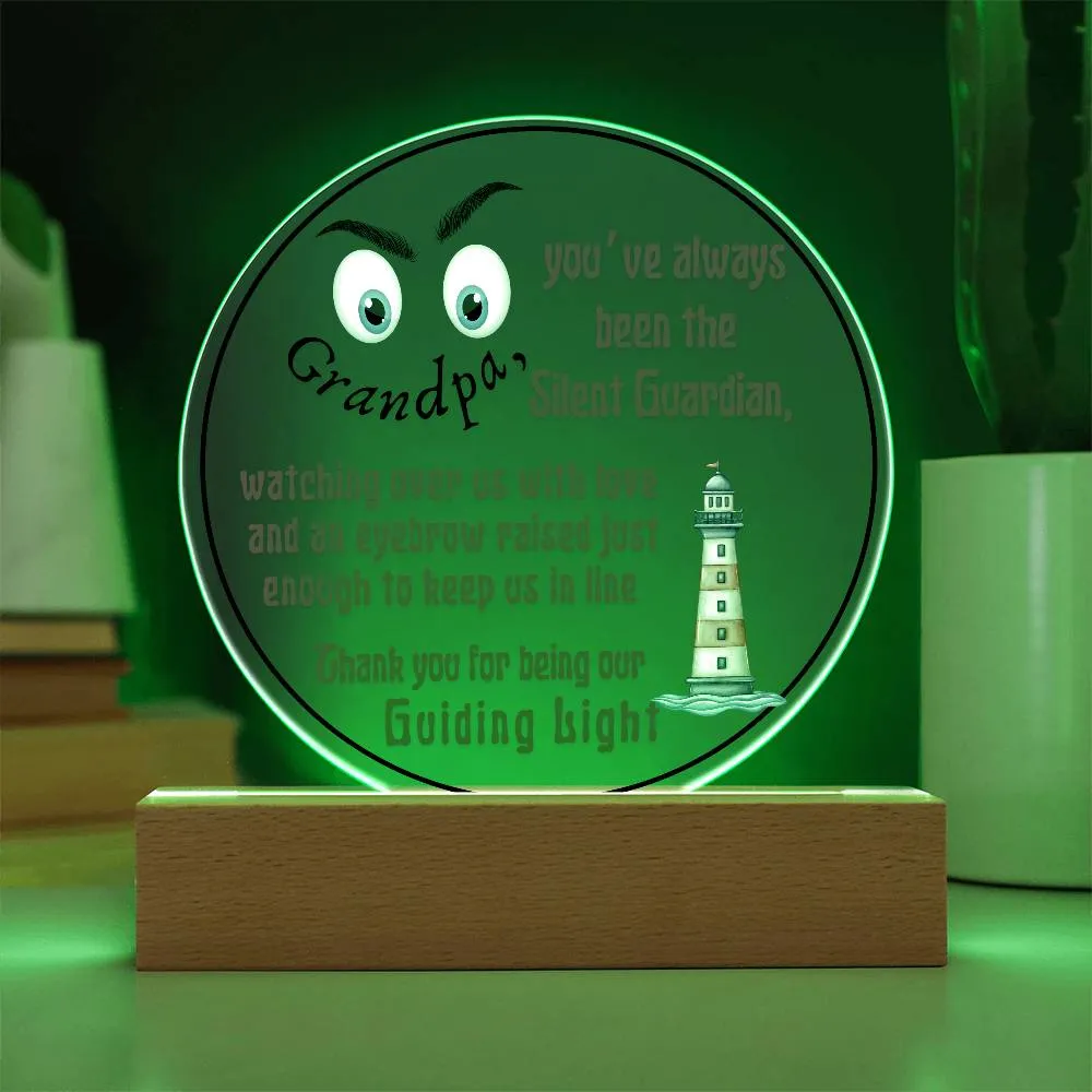 Grandparent day Gift for Gramps | Thoughtful Cute present for Grandpa who has everything | LED Acrylic Plaque | Raised Eyebrows