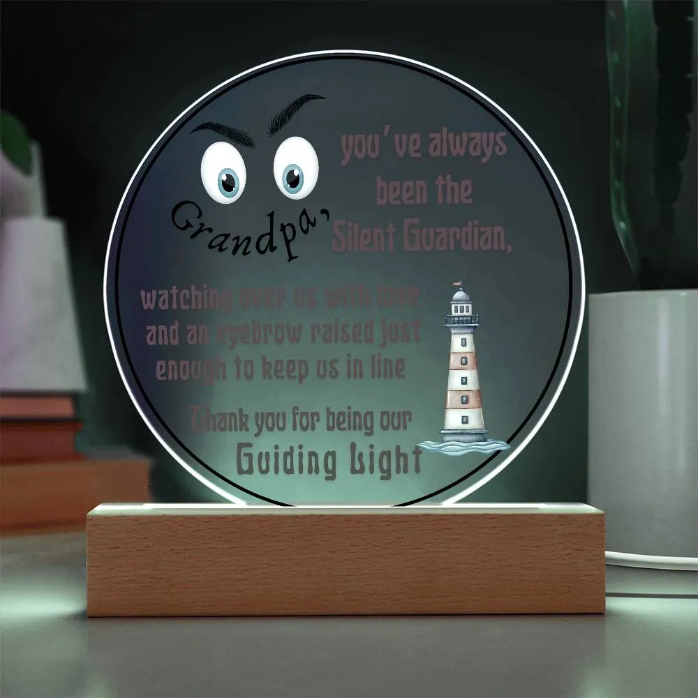 Grandparent day Gift for Gramps | Thoughtful Cute present for Grandpa who has everything | LED Acrylic Plaque | Raised Eyebrows