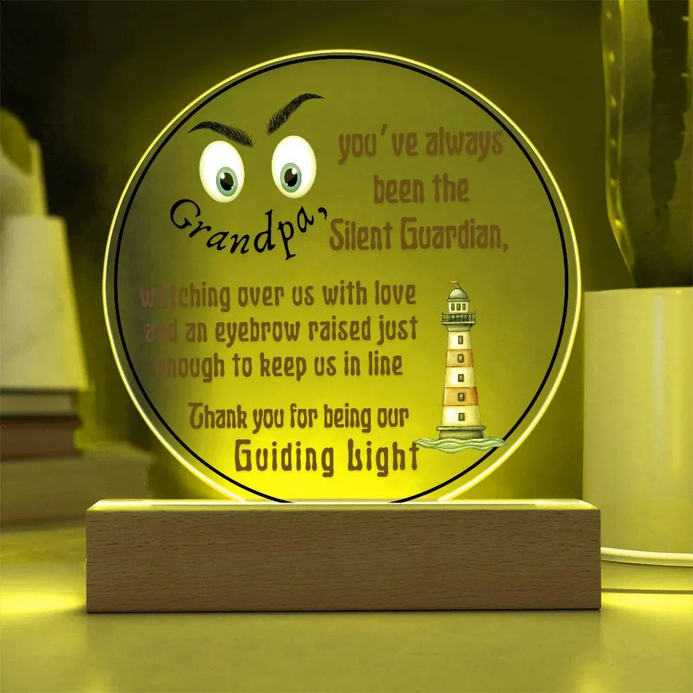 Grandparent day Gift for Gramps | Thoughtful Cute present for Grandpa who has everything | LED Acrylic Plaque | Raised Eyebrows