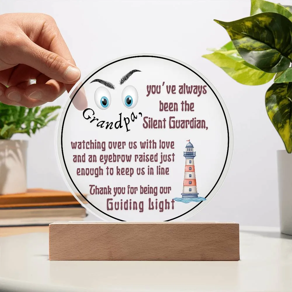 Grandparent day Gift for Gramps | Thoughtful Cute present for Grandpa who has everything | LED Acrylic Plaque | Raised Eyebrows