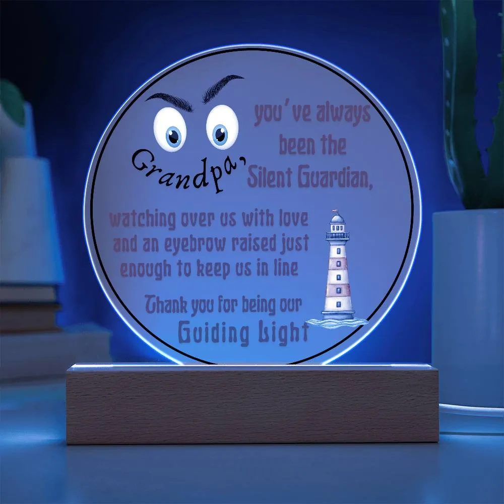 Grandparent day Gift for Gramps | Thoughtful Cute present for Grandpa who has everything | LED Acrylic Plaque | Raised Eyebrows