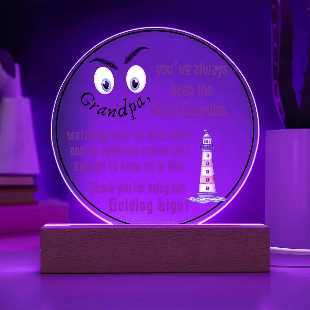 Grandparent day Gift for Gramps | Thoughtful Cute present for Grandpa who has everything | LED Acrylic Plaque | Raised Eyebrows