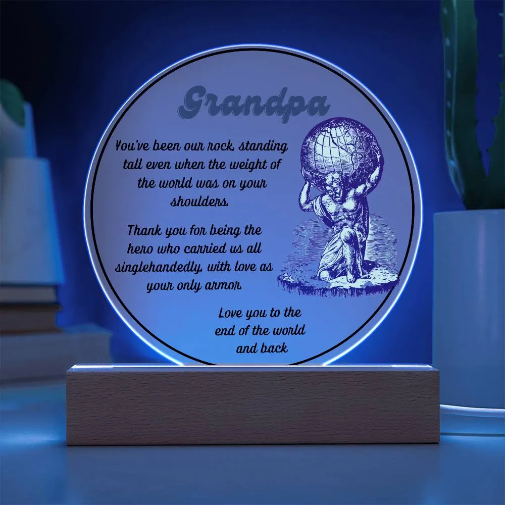 Grandparent day Gift for Gramps | Thoughtful Cute present for Grandpa who has everything | LED Acrylic Plaque | Single Grandpa