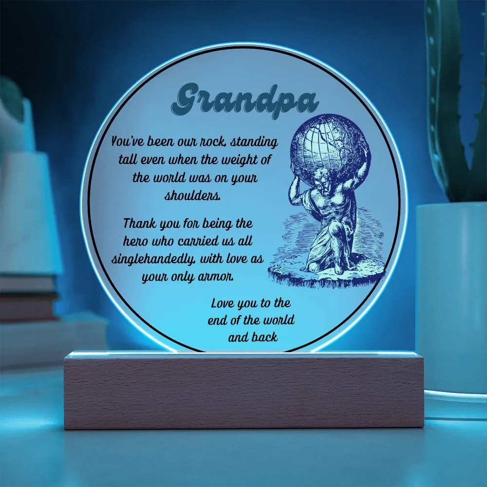 Grandparent day Gift for Gramps | Thoughtful Cute present for Grandpa who has everything | LED Acrylic Plaque | Single Grandpa