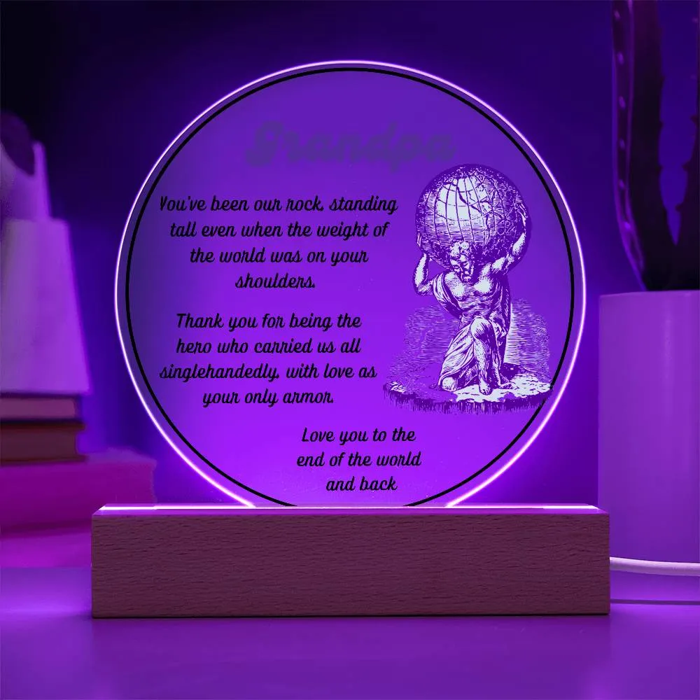 Grandparent day Gift for Gramps | Thoughtful Cute present for Grandpa who has everything | LED Acrylic Plaque | Single Grandpa