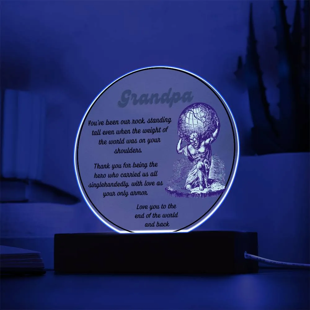 Grandparent day Gift for Gramps | Thoughtful Cute present for Grandpa who has everything | LED Acrylic Plaque | Single Grandpa