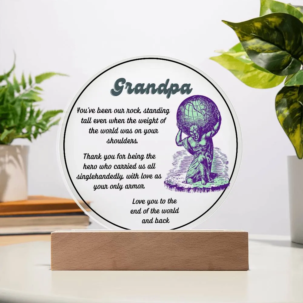 Grandparent day Gift for Gramps | Thoughtful Cute present for Grandpa who has everything | LED Acrylic Plaque | Single Grandpa