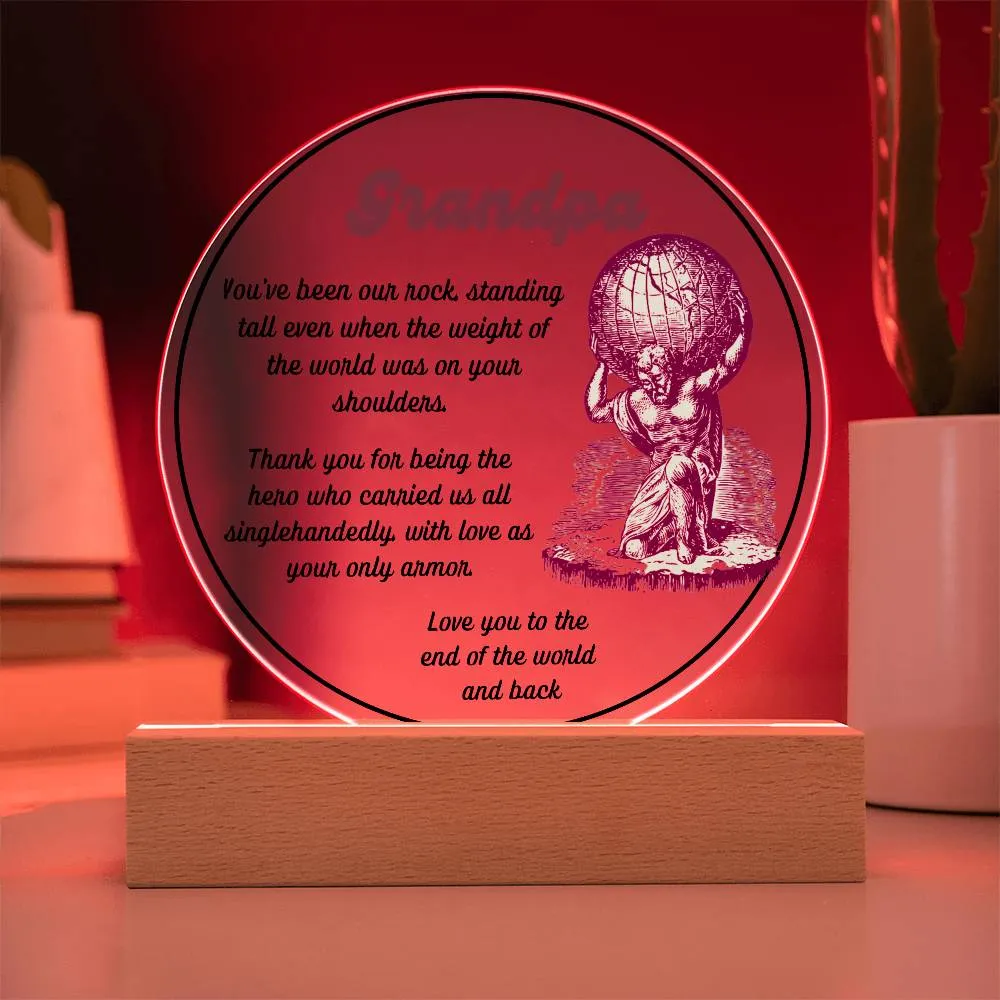 Grandparent day Gift for Gramps | Thoughtful Cute present for Grandpa who has everything | LED Acrylic Plaque | Single Grandpa