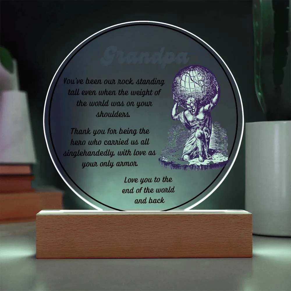 Grandparent day Gift for Gramps | Thoughtful Cute present for Grandpa who has everything | LED Acrylic Plaque | Single Grandpa