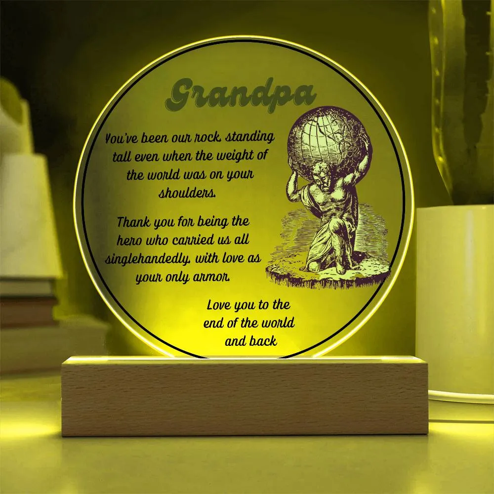 Grandparent day Gift for Gramps | Thoughtful Cute present for Grandpa who has everything | LED Acrylic Plaque | Single Grandpa