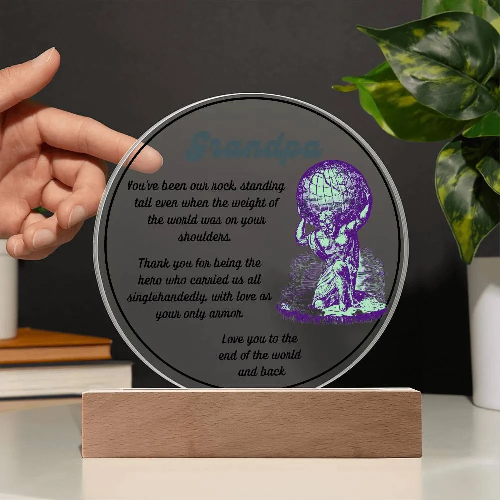 Grandparent day Gift for Gramps | Thoughtful Cute present for Grandpa who has everything | LED Acrylic Plaque | Single Grandpa