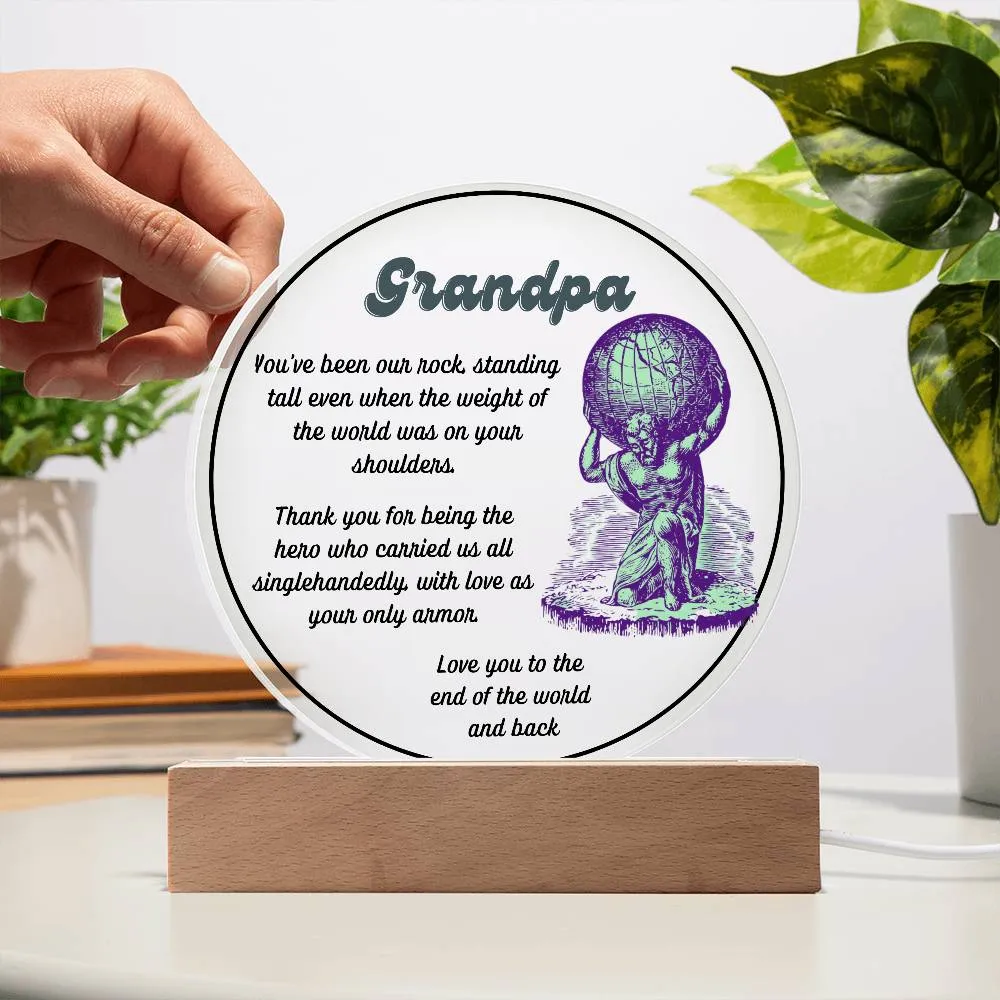 Grandparent day Gift for Gramps | Thoughtful Cute present for Grandpa who has everything | LED Acrylic Plaque | Single Grandpa