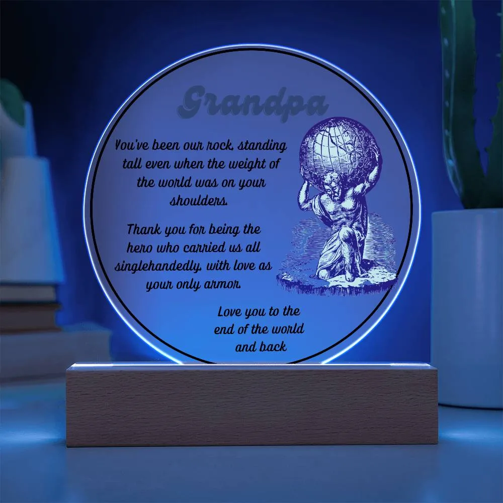 Grandparent day Gift for Gramps | Thoughtful Cute present for Grandpa who has everything | LED Acrylic Plaque | Single Grandpa