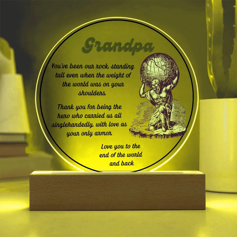 Grandparent day Gift for Gramps | Thoughtful Cute present for Grandpa who has everything | LED Acrylic Plaque | Single Grandpa