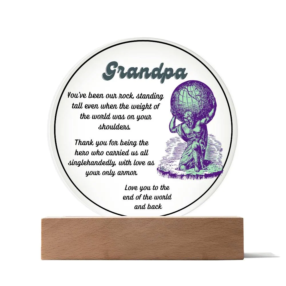 Grandparent day Gift for Gramps | Thoughtful Cute present for Grandpa who has everything | LED Acrylic Plaque | Single Grandpa