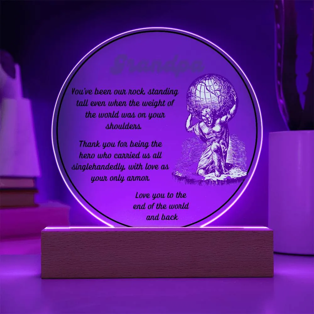 Grandparent day Gift for Gramps | Thoughtful Cute present for Grandpa who has everything | LED Acrylic Plaque | Single Grandpa