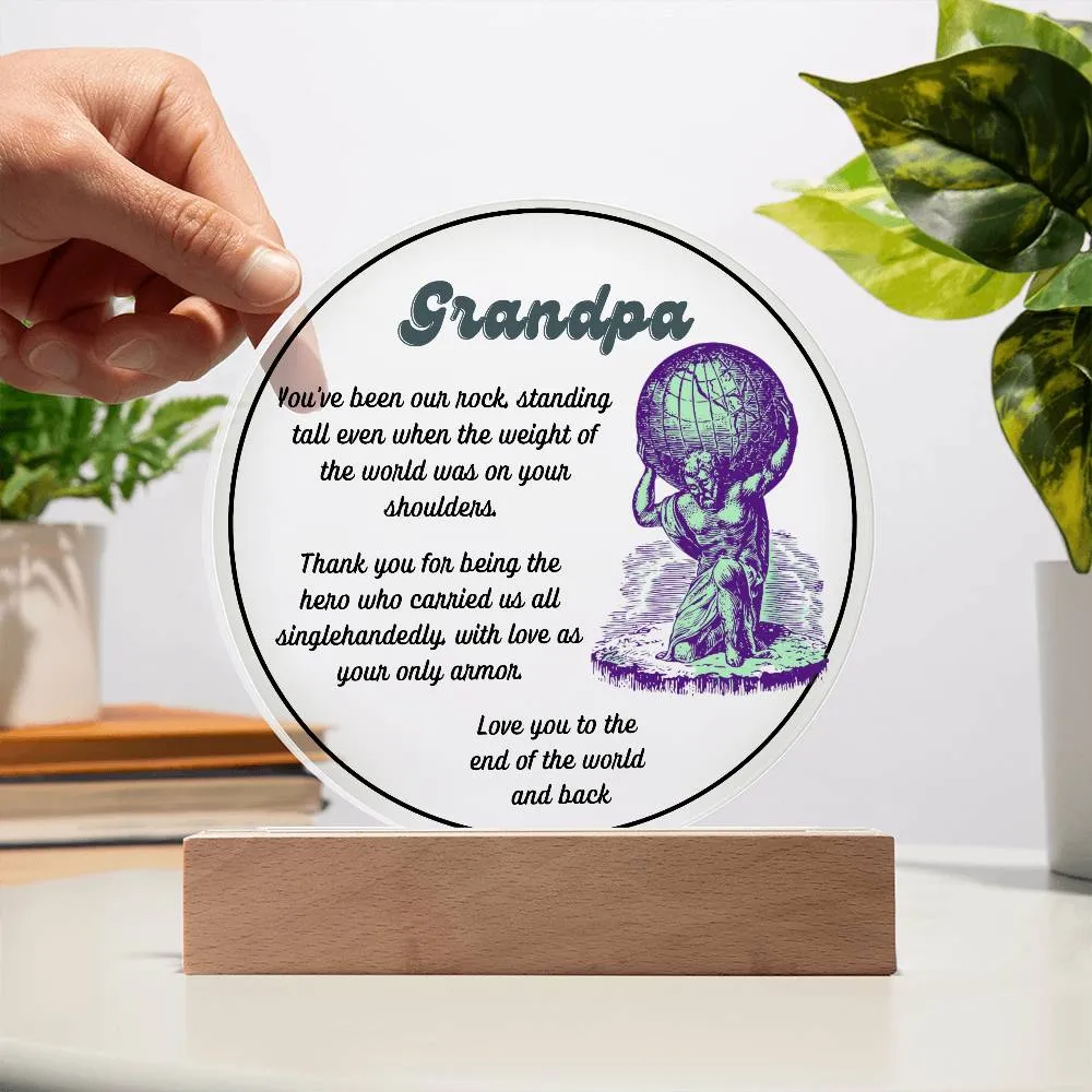 Grandparent day Gift for Gramps | Thoughtful Cute present for Grandpa who has everything | LED Acrylic Plaque | Single Grandpa