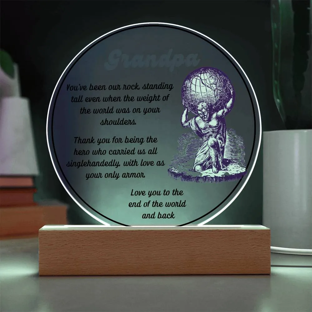 Grandparent day Gift for Gramps | Thoughtful Cute present for Grandpa who has everything | LED Acrylic Plaque | Single Grandpa