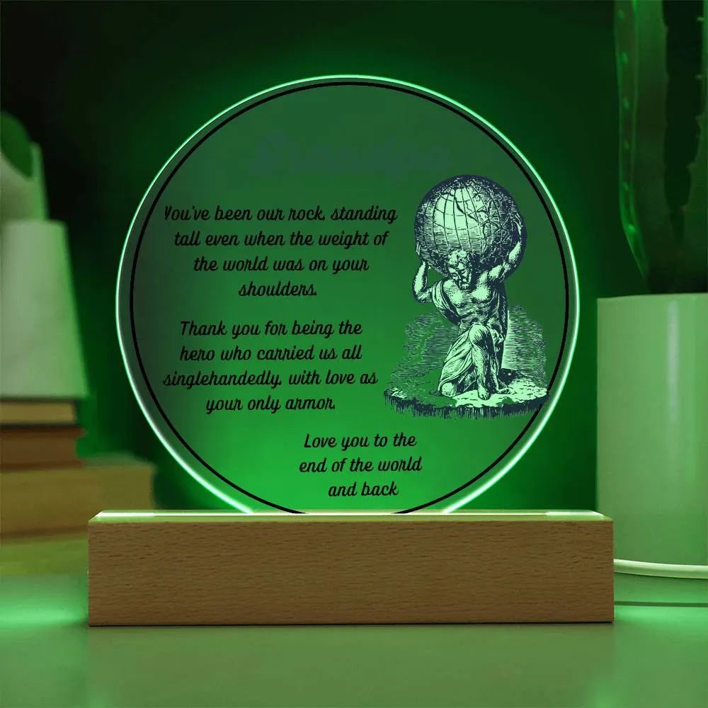 Grandparent day Gift for Gramps | Thoughtful Cute present for Grandpa who has everything | LED Acrylic Plaque | Single Grandpa