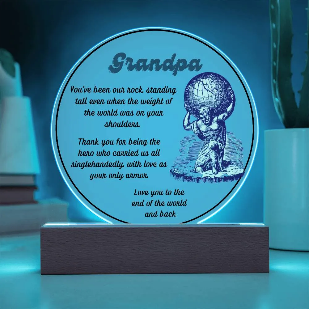 Grandparent day Gift for Gramps | Thoughtful Cute present for Grandpa who has everything | LED Acrylic Plaque | Single Grandpa