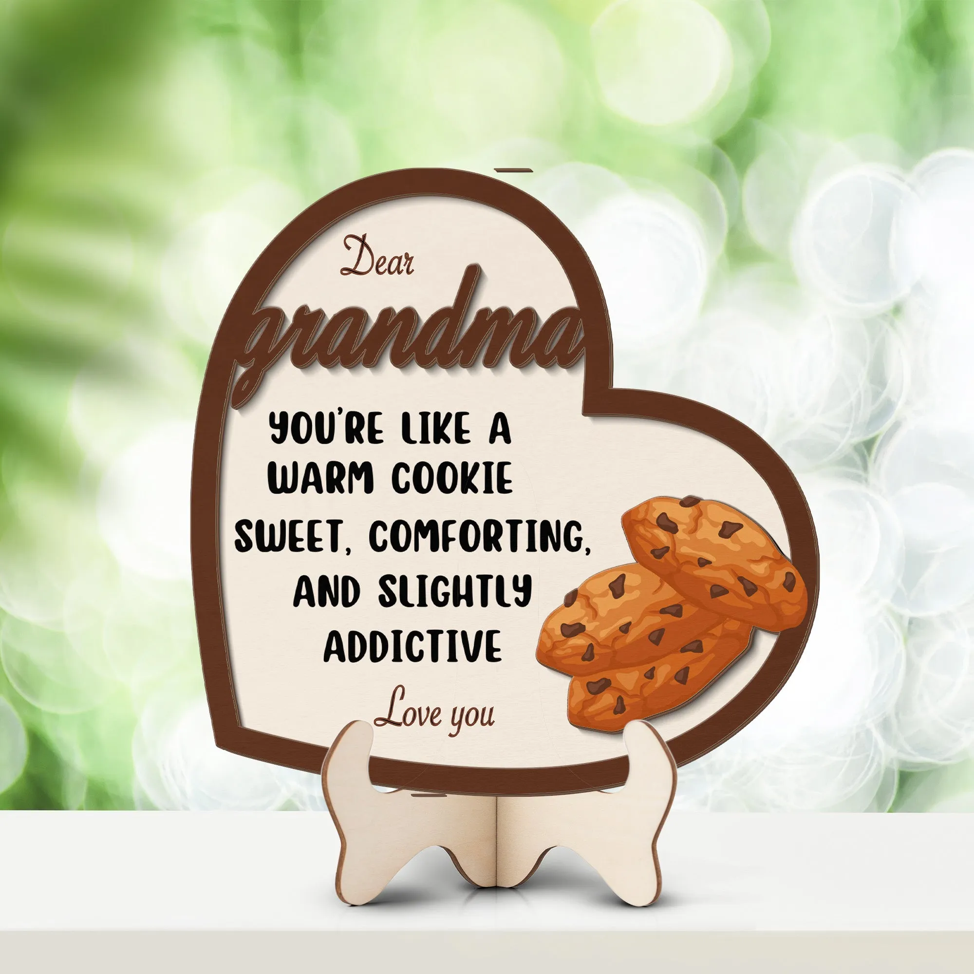 Grandparents day gift | Retro Vintage Cute and Funny Gift for Grand Ma Warm Cookie | 2-layer Wooden Sign.