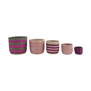 Hand-Woven Striped Baskets